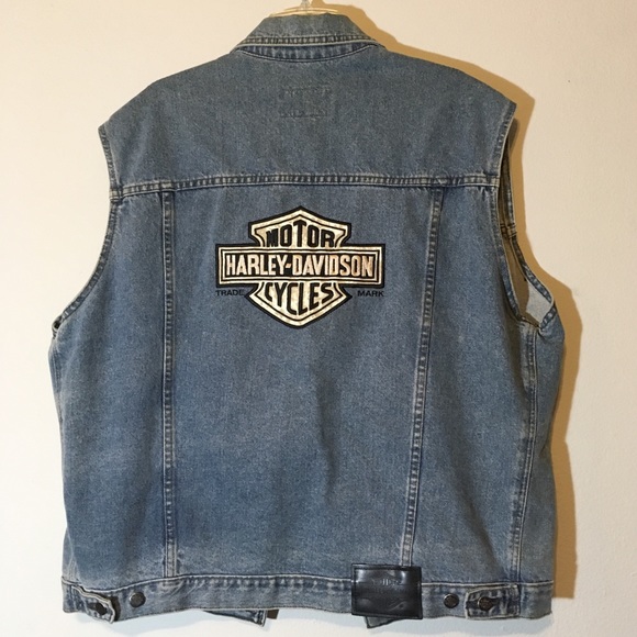 denim biker vest with patches